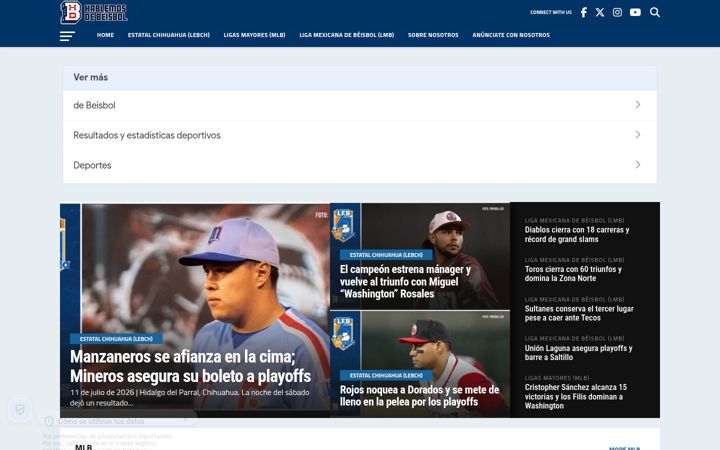 Screenshot of hablemosdebeisbol.com