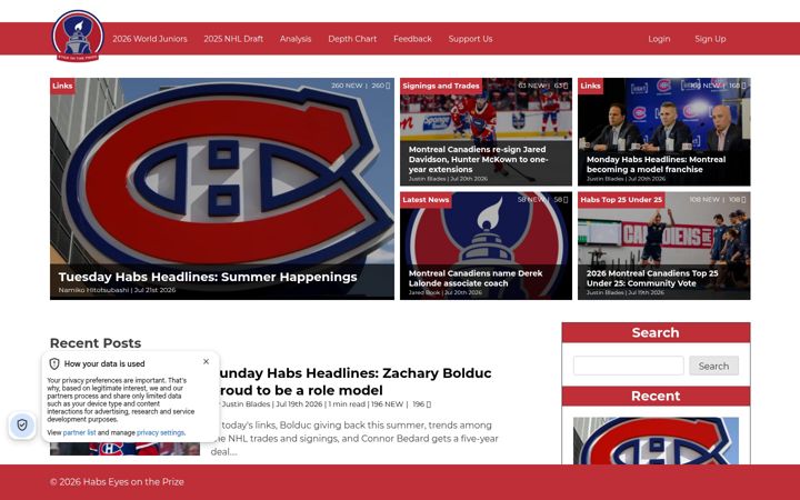 Screenshot of habseyesontheprize.com