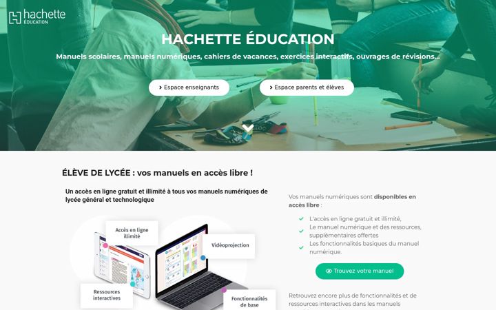 Kuvakaappaus sivustosta hachette-education.com