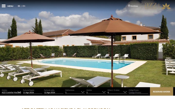 Screenshot of haciendaelalcornocal.com