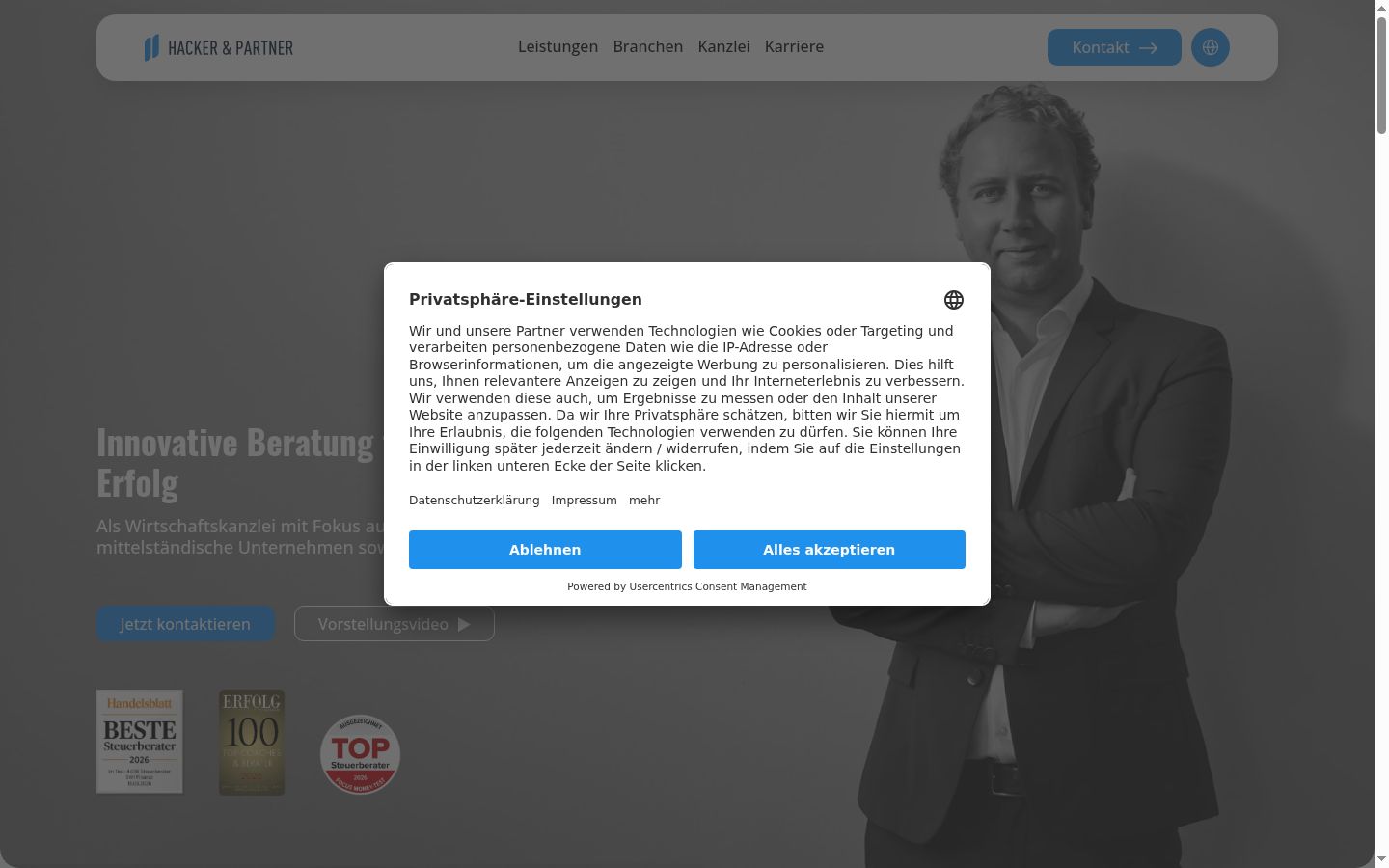 Zrzut ekranu banera zgody wyświetlanego przed jakąkolwiek interakcją