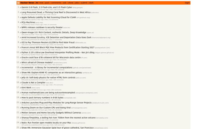 Screenshot of hackernews.hn