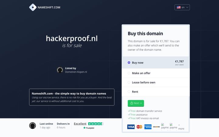 Screenshot of hackerproof.nl