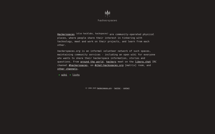 Screenshot of hackerspaces.org