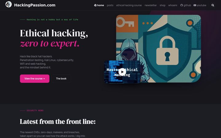 Screenshot of hackingpassion.com