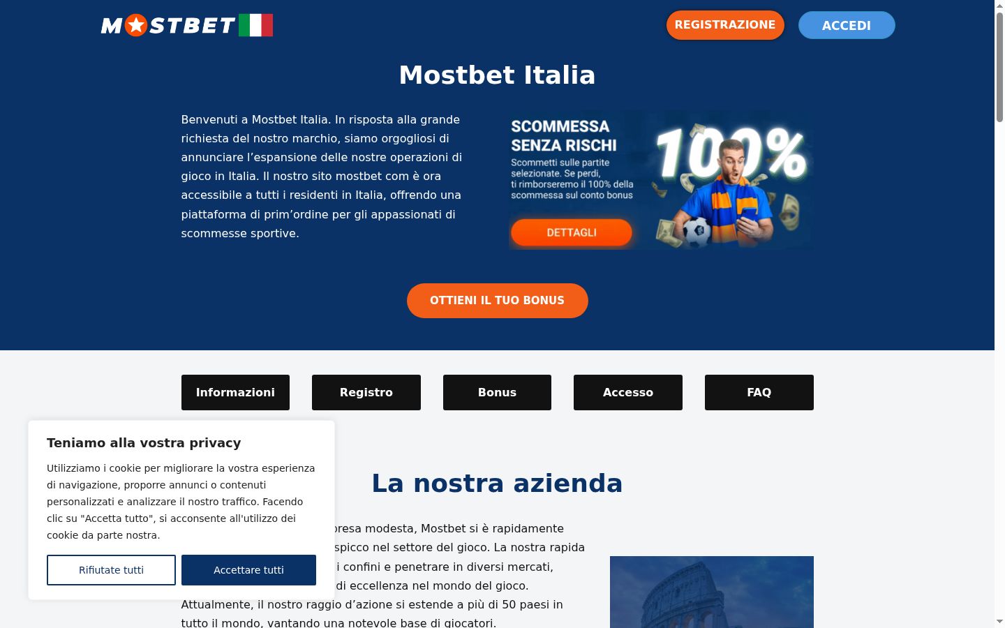 Captura de pantalla del banner de consentimiento mostrado antes de cualquier interacción