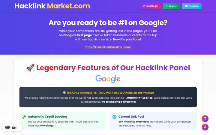 Screenshot of hacklinkspanels.com