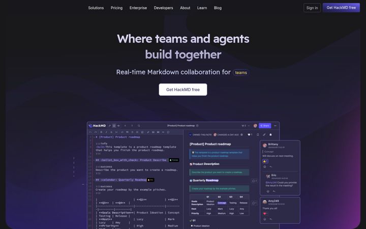Screenshot ta' hackmd.io