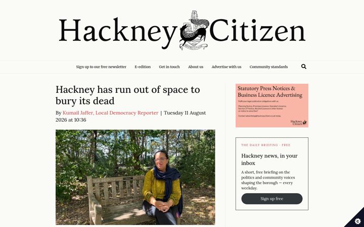 Screenshot of hackneycitizen.co.uk
