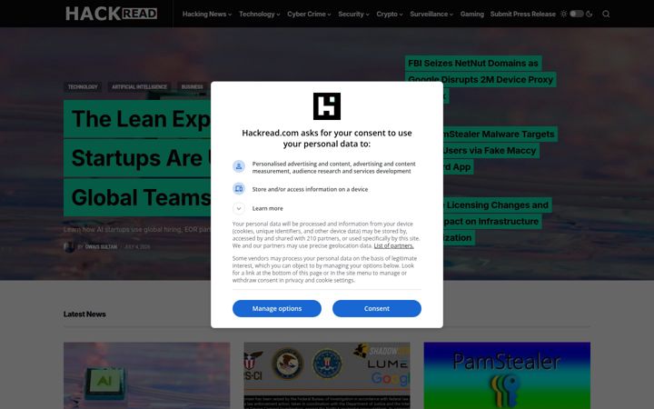 Screenshot ta' hackread.com