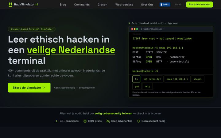 Screenshot of hacksimulator.nl
