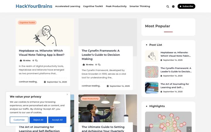 Screenshot of hackyourbrains.com