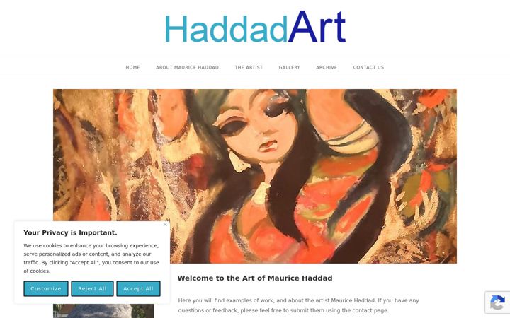 Screenshot of haddadart.co.uk