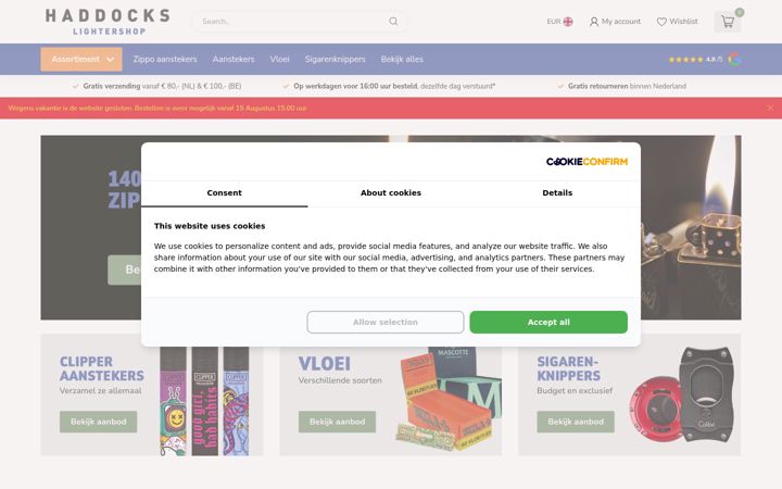 Screenshot of haddockslightershop.com
