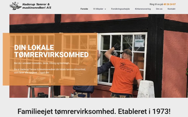 Screenshot of haderup-tomrer.dk