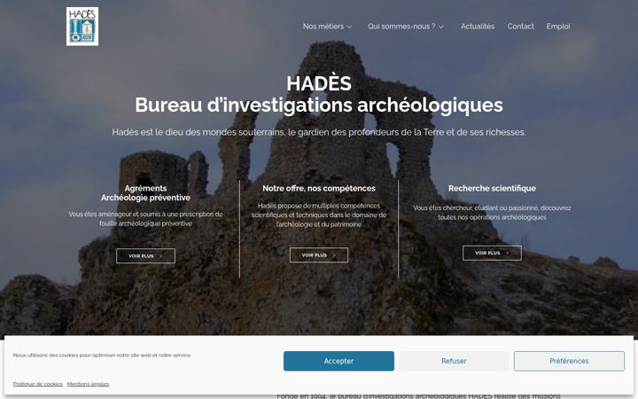 Screenshot of hades-archeologie.com