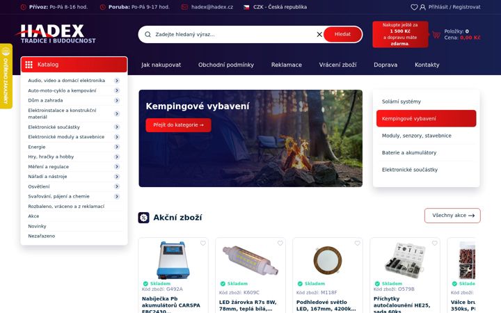 Screenshot of hadex.cz