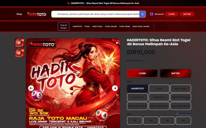 Screenshot of hadirtoto.com