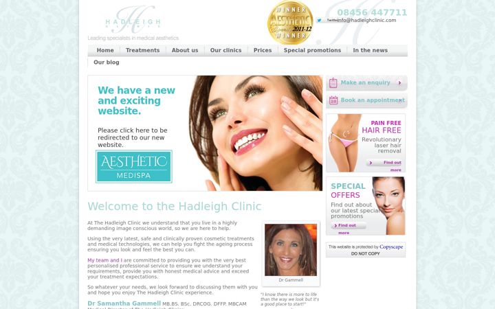 Screenshot of hadleighclinic.co.uk