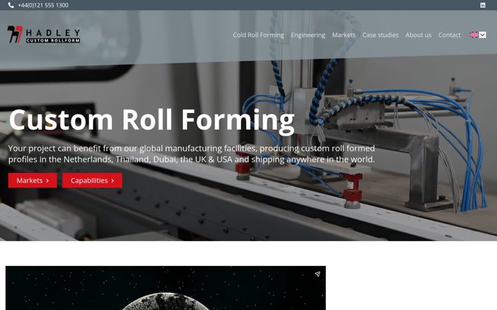 Screenshot of hadleycustomrollform.com