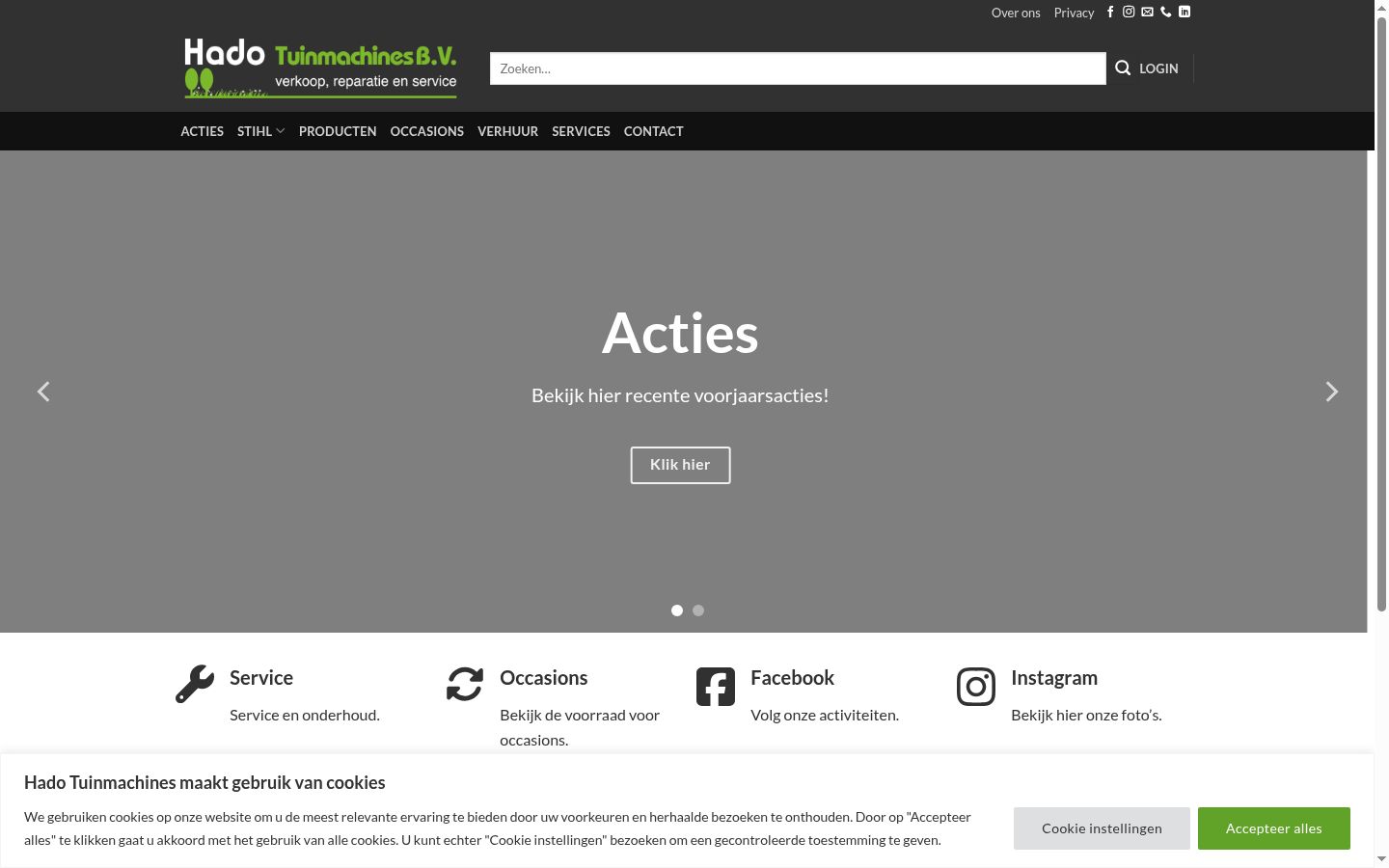 Screenshot van de toestemmingsbanner zoals getoond vóór enige interactie