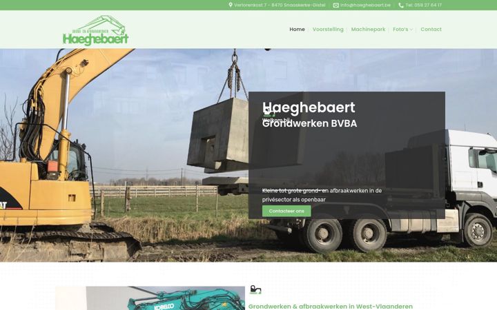 Screenshot of haeghebaert.be