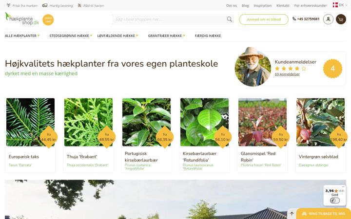 Screenshot of haekplante-shop.dk