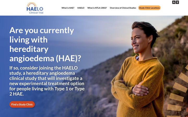 Screenshot of haeloclinicalstudy.com