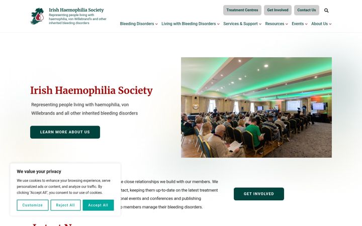 Screenshot of haemophilia.ie