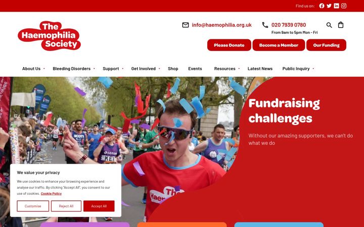 Screenshot of haemophilia.org.uk
