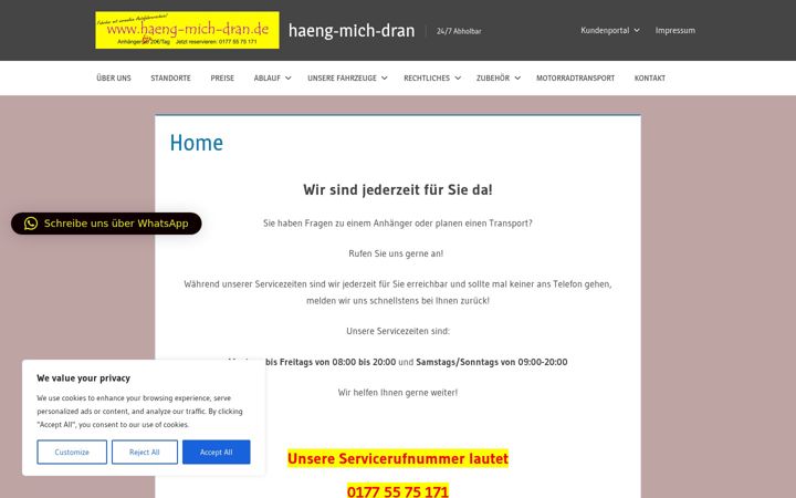 Screenshot of haeng-mich-dran.de