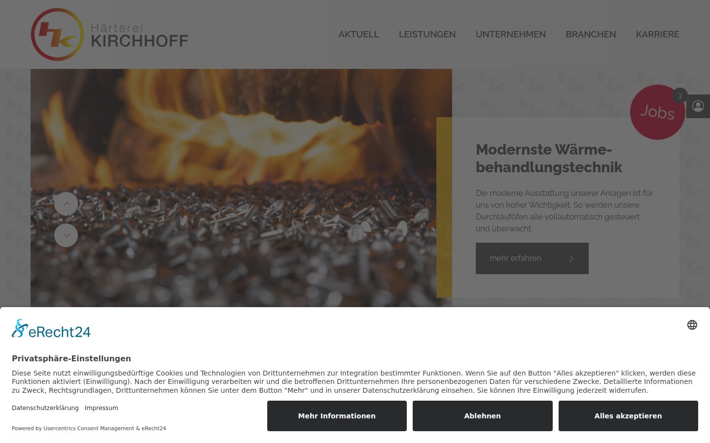 Screenshot des Einwilligungsbanners vor jeglicher Interaktion