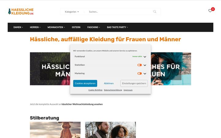 Screenshot of haessliche-kleidung.de