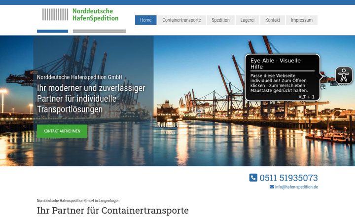 Ekrānuzņēmums no hafen-spedition.de