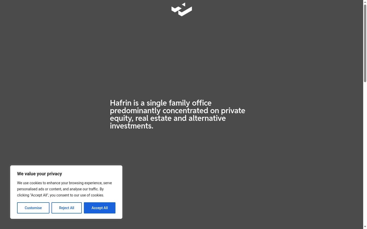 Captura de ecrã do banner de consentimento apresentado antes de qualquer interação