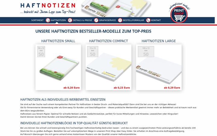 Screenshot of haftnotizen-print.de