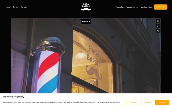 Screenshot of hagabarber.se