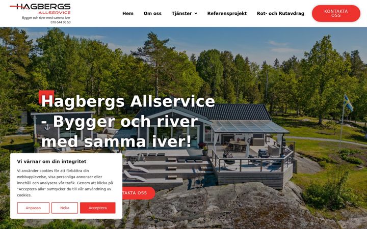Screenshot of hagbergsallservice.se