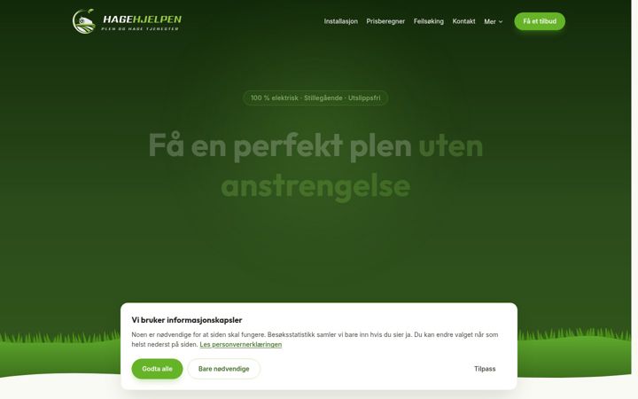 Screenshot of hagehjelpen.no