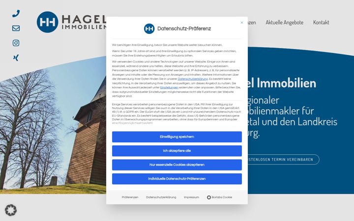 Posnetek zaslona hagel-immobilien.de