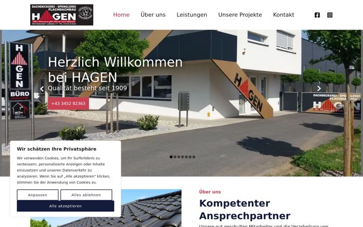 Screenshot of hagendach.at