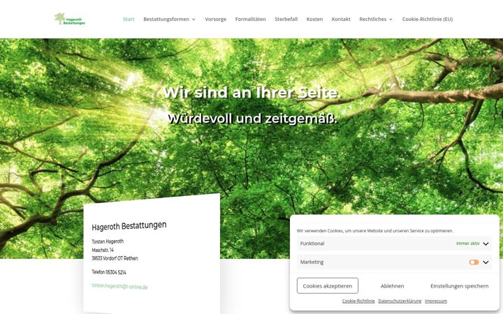 Screenshot of hageroth-bestattungen.com