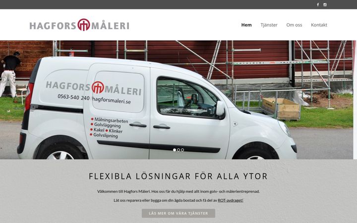 Screenshot of hagforsmaleri.se