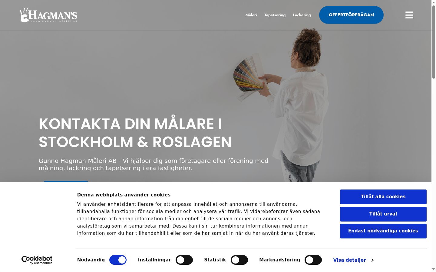 Skærmbillede af samtykkebanneret, som det blev vist før nogen interaktion