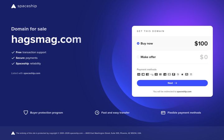 Screenshot of hagsmag.com