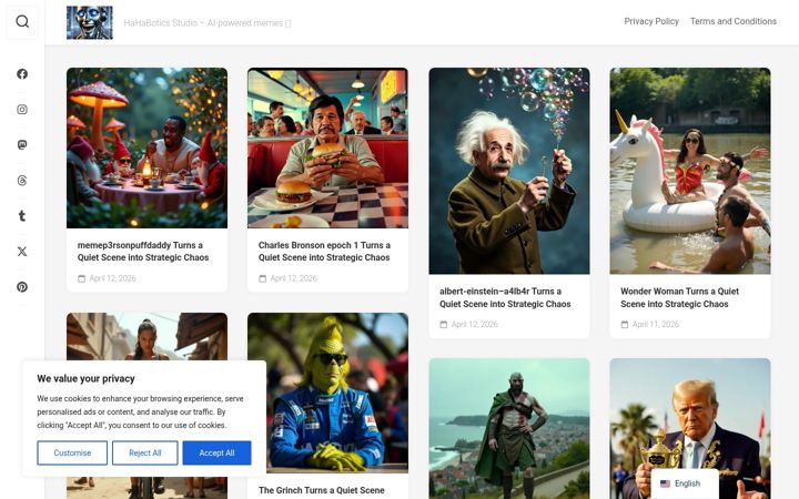 Screenshot of hahabotics.com