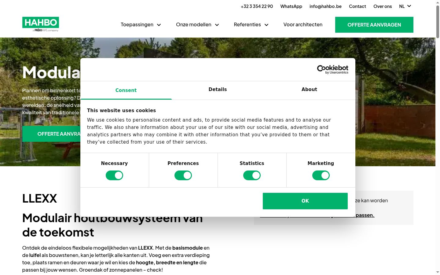 Screenshot del banner di consenso mostrato prima di qualsiasi interazione