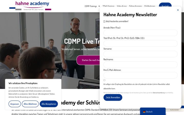 Screenshot of hahne.academy