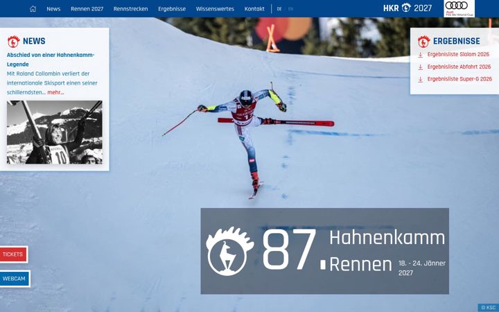 Screenshot of hahnenkamm.com