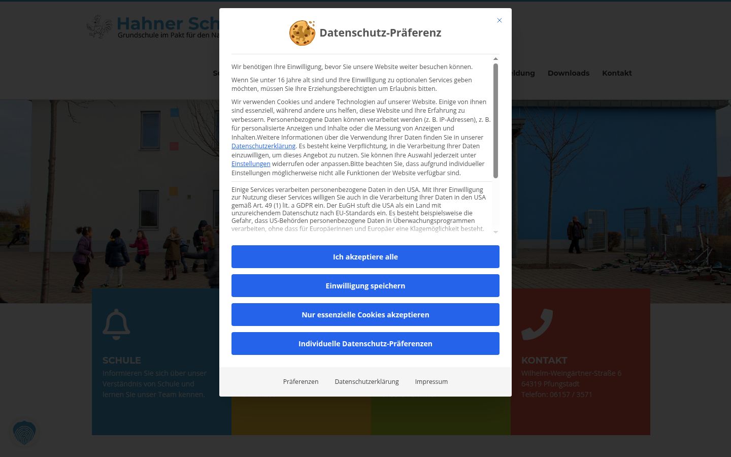 Screenshot tal-banner tal-kunsens muri qabel kwalunkwe interazzjoni